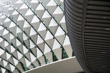 close up detail of the esplanade theatre in singapore city stateのeditorial素材