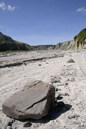 rocks and ash left by the eruption of mt pinatubo northern luzonの写真素材