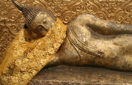 buddha at the top of the tiger cave temple near krabi thailandの写真素材
