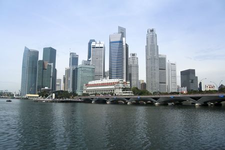 modern architecture and historic landmarks of the central business district in singapore city stateの写真素材