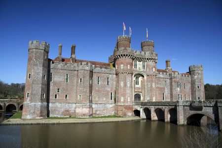 15th century Herstmonceux castle in east sussex one of the first brick buildings in england built for grandeur and comfort more than defenceの写真素材
