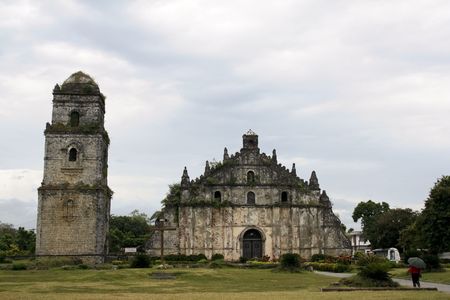 coral block  spanish colonial era church in illocos the philippinesの写真素材