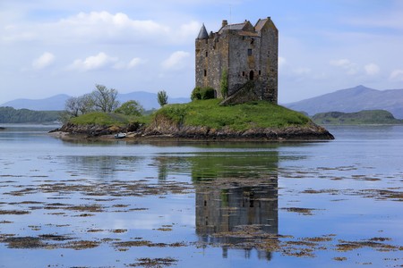 small medieval castle stalker on small island in loch linnhe argyll in the scottish highlands small medieval castle stalker on small island in loch linnhe argyll in the scottish highlands