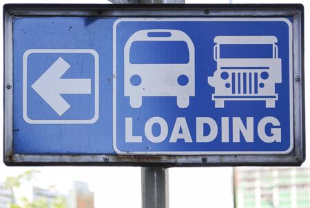 street sign for jeepney loading area at side of road ayala avenue in makati manila the philippinesの写真素材