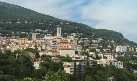 historic buildings in the centre of grasse an old industrial town famous for the production of perfumes in the south of franceの写真素材