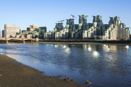 modern property developments on the south bank of the river thames in vauxhall londonの写真素材