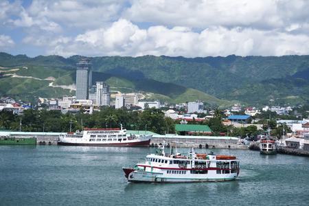 Cebu, Philippines -Oct 28, 2008: Passenger Ferries at the port of cebu seaport cebu city in the Philippines.  The busy port of cebu has ferry routes to most islands in the philippines due to its central location.のeditorial素材