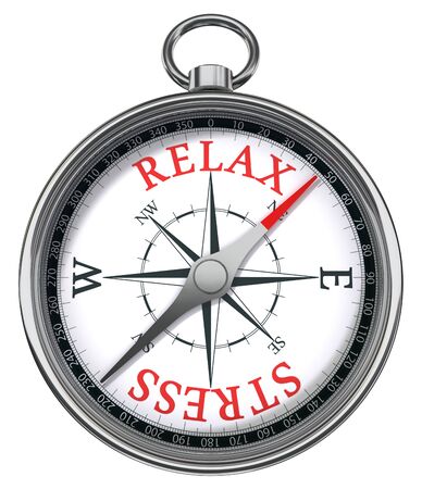 relax stress red words on compass conceptual imageの写真素材