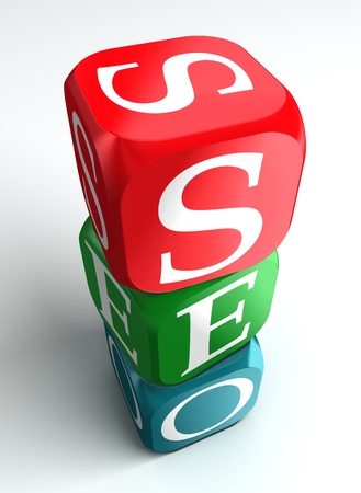 seo 3d colorful buzzword on white backgroundの写真素材