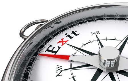 exit the way indicated by compass conceptual imageの写真素材