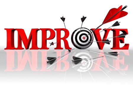 improve red word and conceptual target with arrow on white backgroundの写真素材