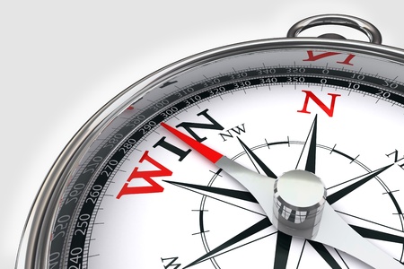 win the way indicated by compass conceptual image on white backgroundの写真素材
