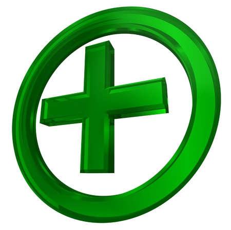 green cross in circle health symbol isolated on white backgroundの写真素材