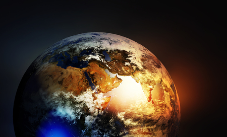 Asia europe and Africa continents on earth globe. の写真素材