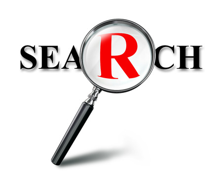 search red word concept with magnifying glass on white background. clipping path includedの写真素材