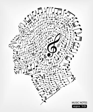 music notes abstract vector head conceptのイラスト素材