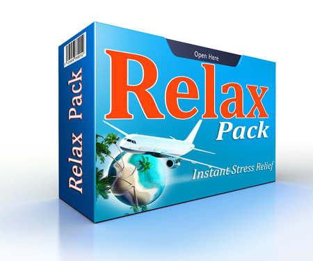 Relax concept pack with flight to paradise. clipping path includedの写真素材
