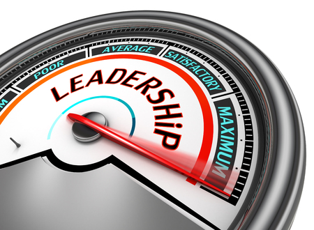 Leadership conceptual meter indicate maximum, isolated on white backgroundの写真素材