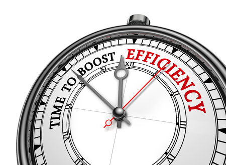 Time to boost efficiency motivation on concept clock, isolated on white backgroundの写真素材