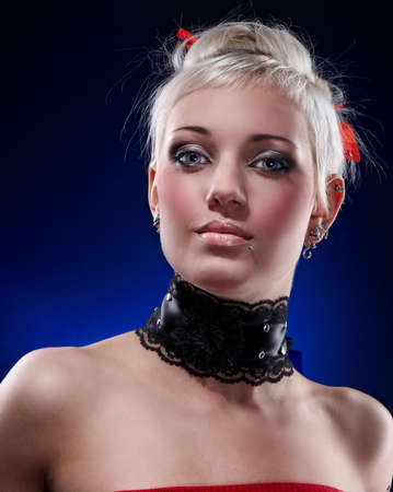 Fashion portrait of attractive young blond beautyの写真素材