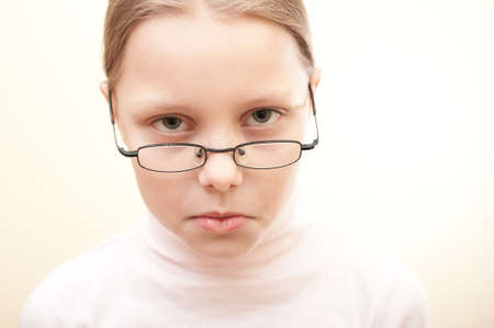 Closeup portrait of sad litle girl