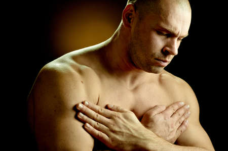 Emotional portrait of a prayerの写真素材