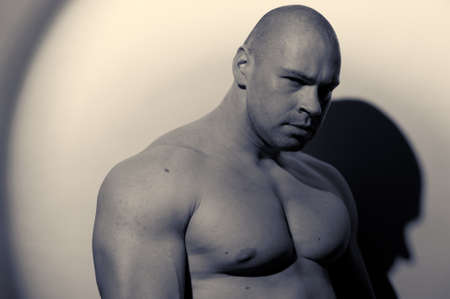 Retro styled portrait of young athleteの写真素材