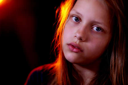 Portrait of a depressed teen girlの写真素材