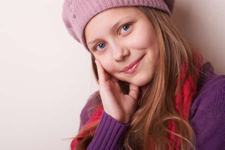 Portrait of a lovely cute teen girlの写真素材