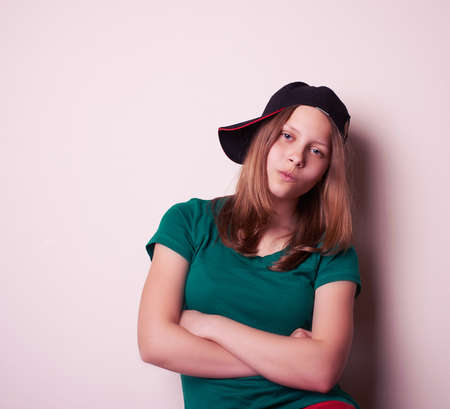Portrait of a teen girl, studio shotの写真素材