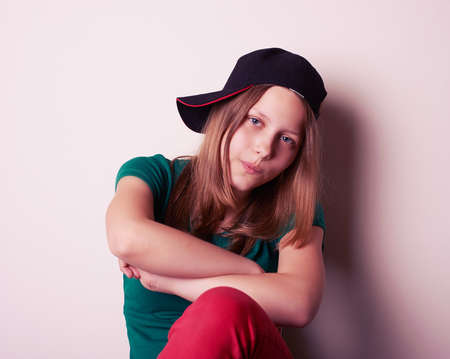 Portrait of a teen girl, studio shotの写真素材