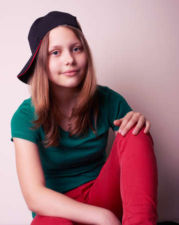 Portrait of a teen girl, studio shotの写真素材