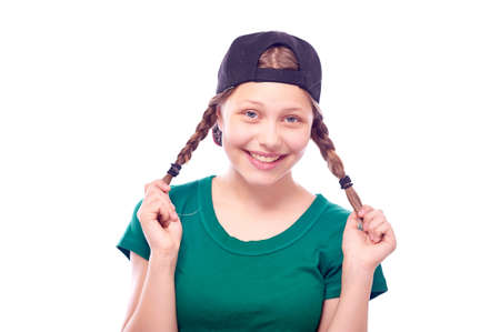 Beatiful charming teen girl posing and having funの写真素材