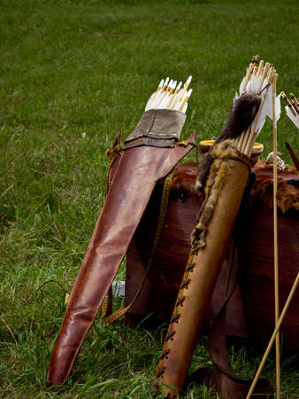 Old medieval bow and arrows.の写真素材