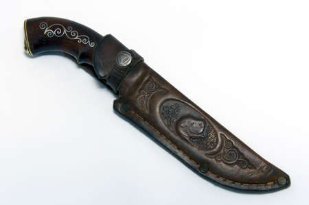 Hunting knife handmade. Used by hunters, fishermen, touristsの写真素材