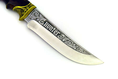 Hunting knife handmade. Used by hunters, fishermen, touristsの写真素材