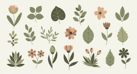 Earthy botanical design brings a touch of nature to your creative projects. Perfect for backgrounds, invitations, and branding. Add a fresh and inviting touch.の素材