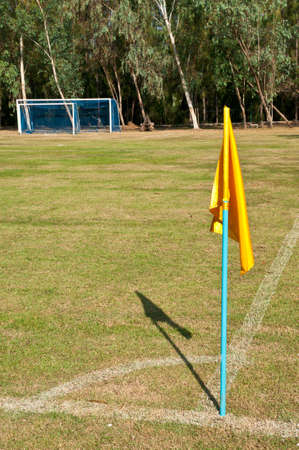 corner flag football field,paly footballの写真素材