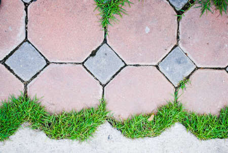 octagon red patio brick layout for background useの写真素材