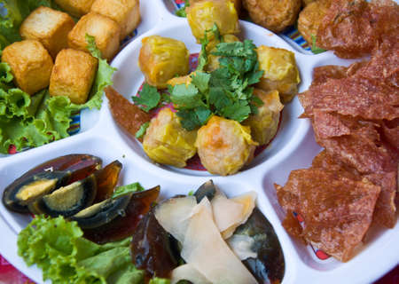 hors-d'oeuvre with eggs,Chinese snacks,vegetables,porkの写真素材