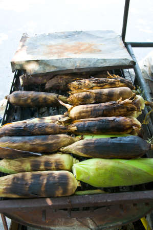 many toasted corn on stoveの写真素材