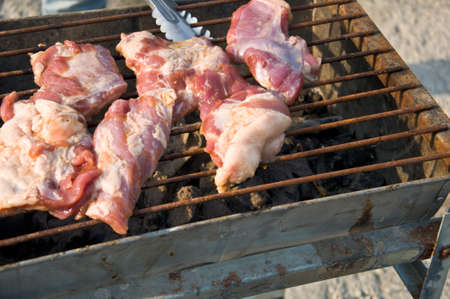 Summer appetizing pork on barbecueの写真素材