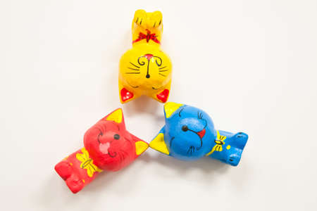 three cat toy on blackground whiteの写真素材