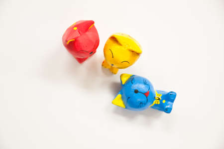 three cat toy on blackground whiteの写真素材