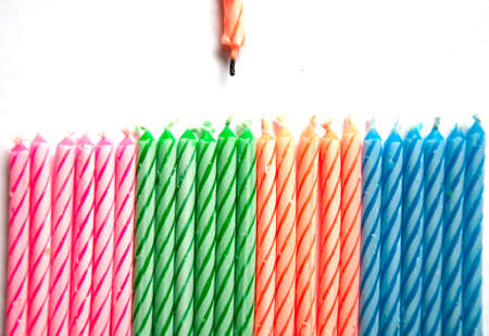 Colorful birthday Candles on isolated backgroundの写真素材
