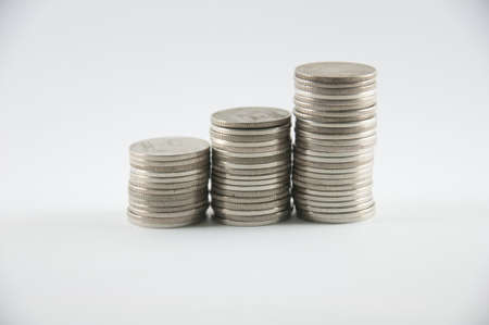 Coins isolated on the white backgroundの写真素材