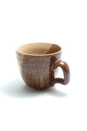 wooden pattern cup isolated on white backgroundの写真素材