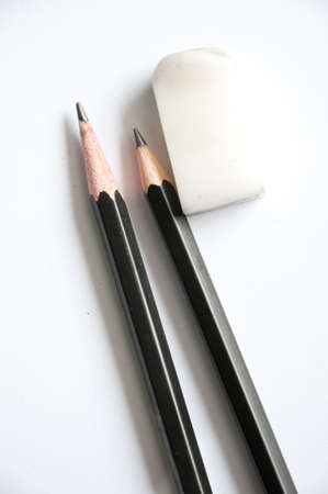two pencil and one eraserの写真素材