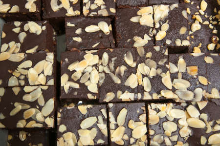 Closeup of square chocolate brownie