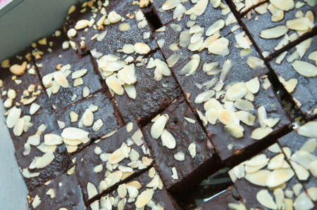 The square Fresh-baked browniesの写真素材